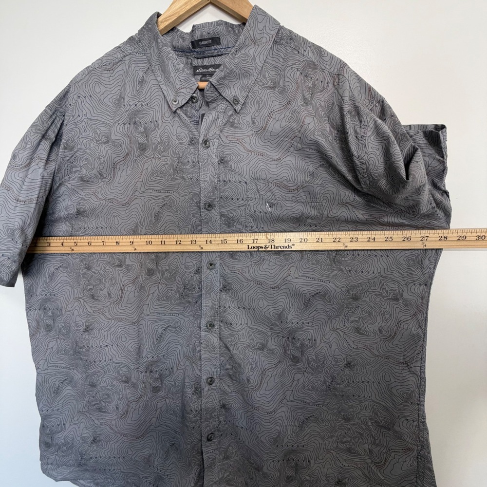BNWT Eddie Bauer Vashon Topographic Map Print Shirt Grey Mens 2XL - Picture 9 of 10